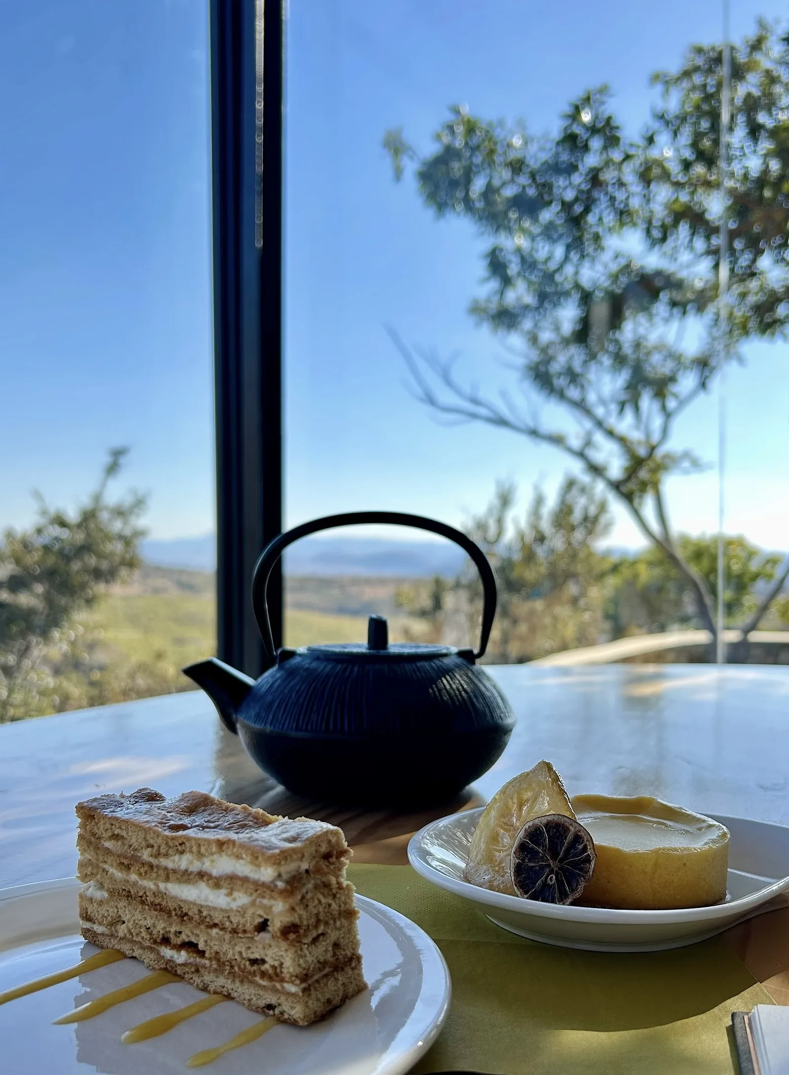 Tea and dessert with a mountain view at UKAMA